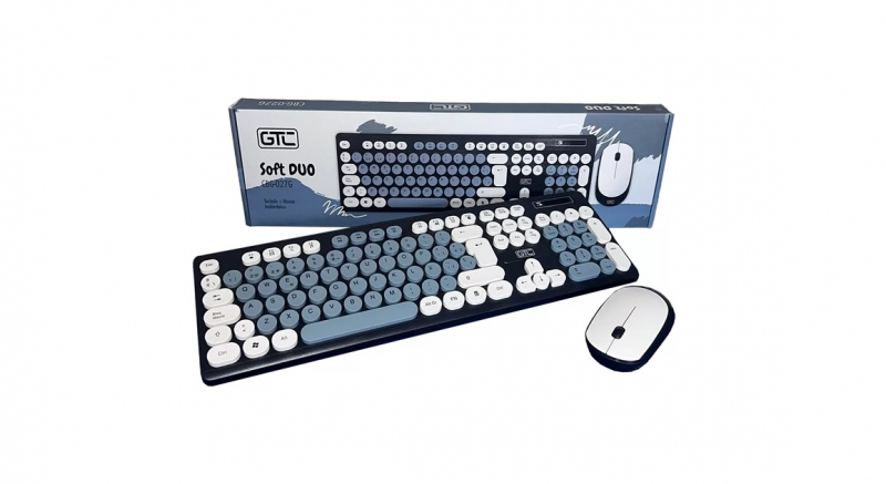 TECLADO  + mouse Inalámbrico GTC CBG-027 Soft   ( gris o verde )